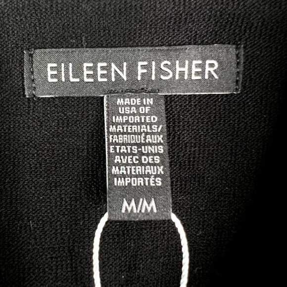 Eileen Fisher Jacket Crepe Stretch Knit Single Button Blazer Black MEDIUM V-Neck - Picture 2 of 4